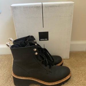 Dolce Vita Black tie up combat boots